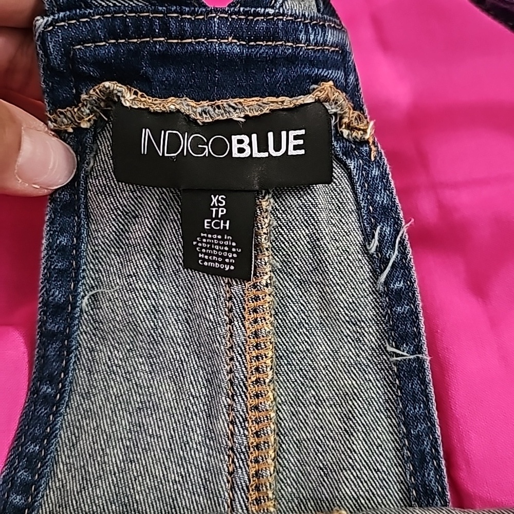NWT Indigo Blue Distressed Denium Overalls Size XS